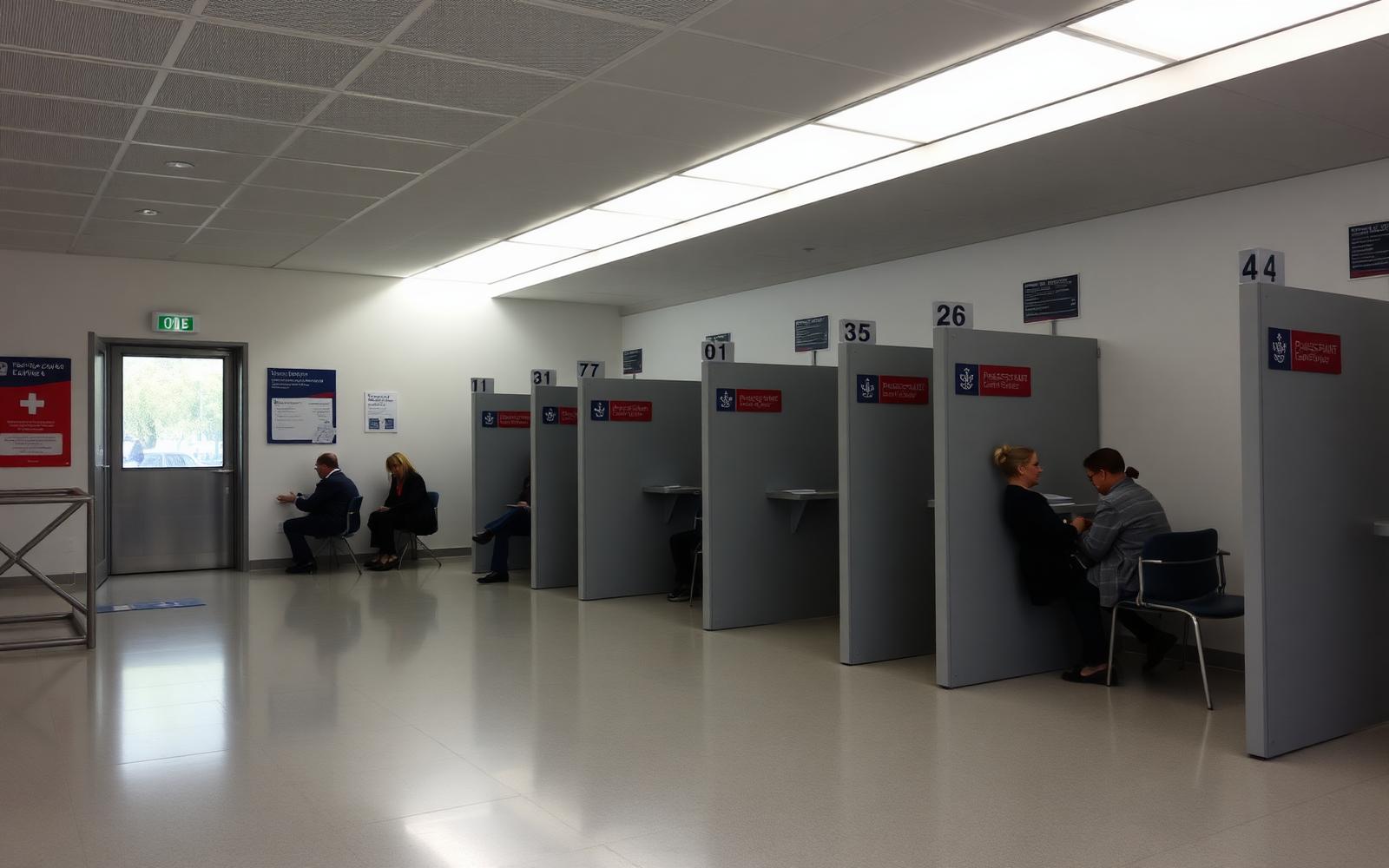 Hands holding open a passport photo page to check for water damage near an airport window