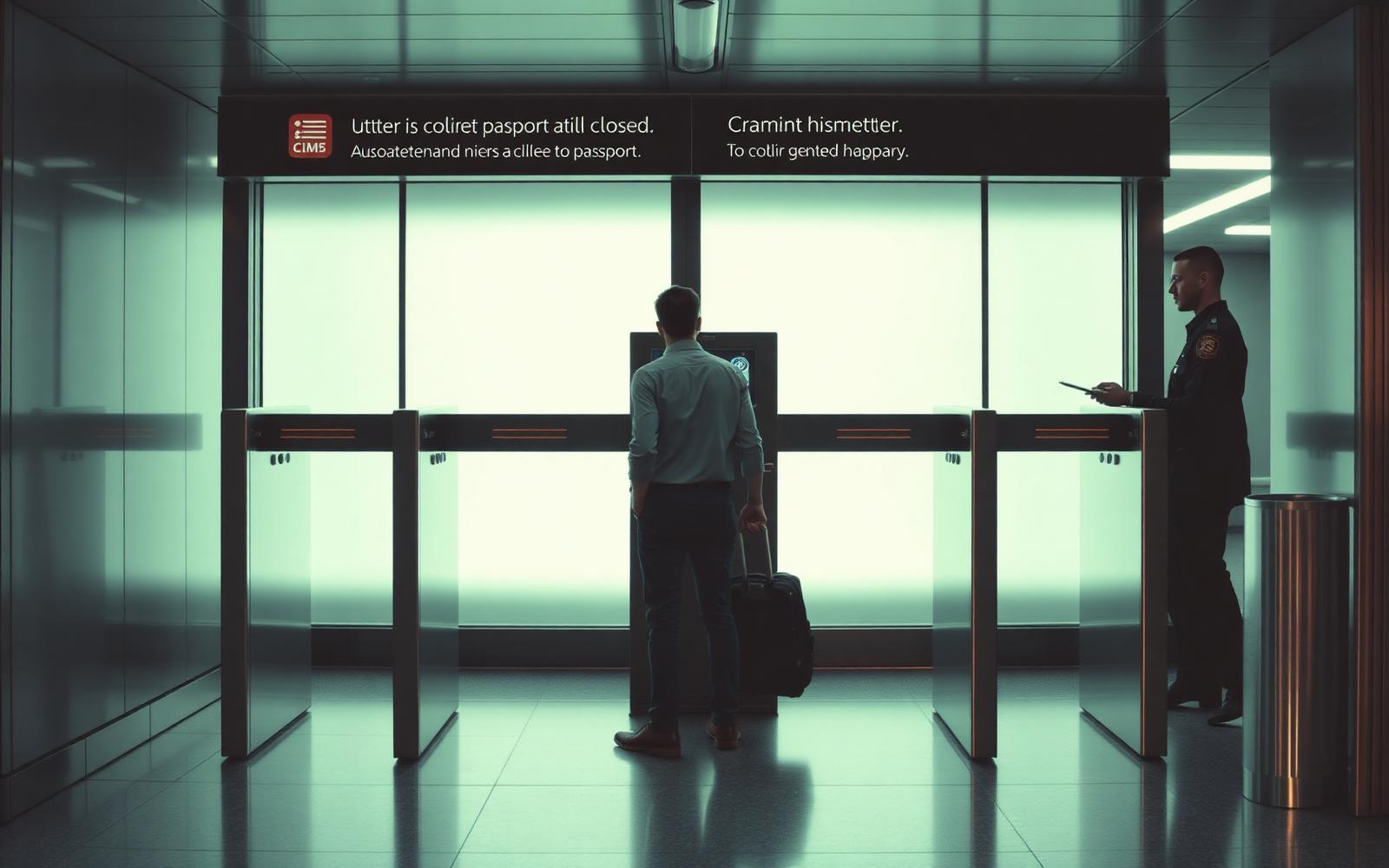 A traveler speaking with an airline agent at a service desk while holding a passport