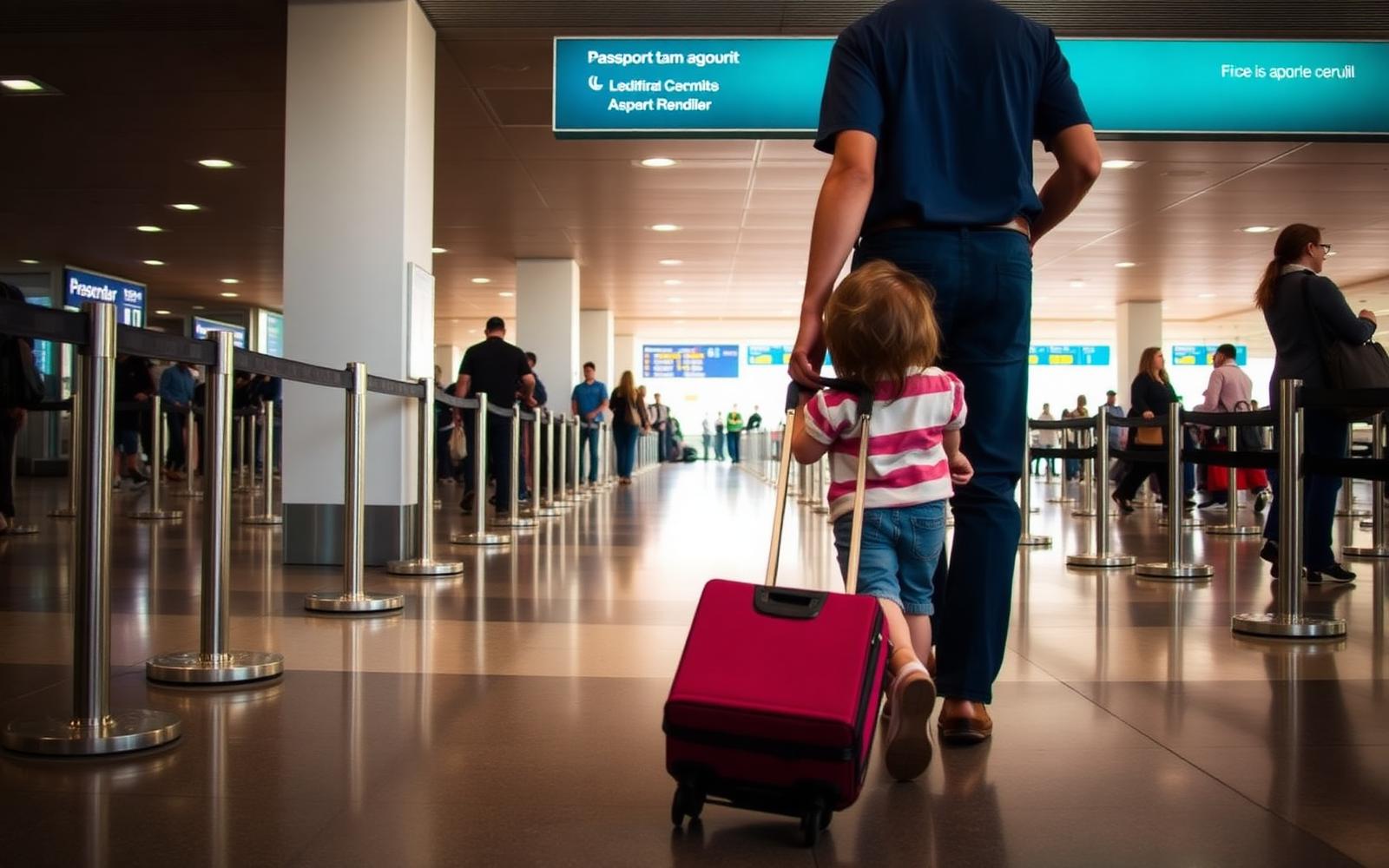 A child's passport open on a table next to a birth certificate and a printed consent letter