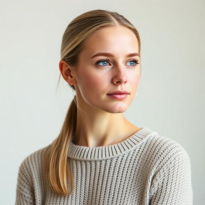 Marta Halvorsen, Air Travel Content Specialist, photographed against a pale studio wall