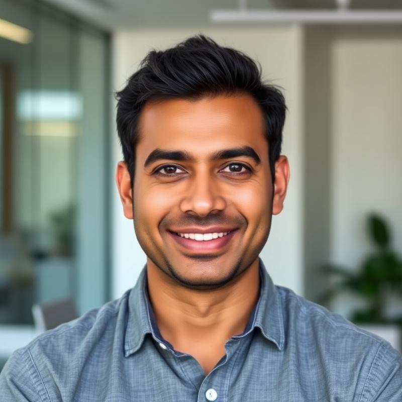Ravi Menon, Transportation Research Contributor, photographed in an open-plan office